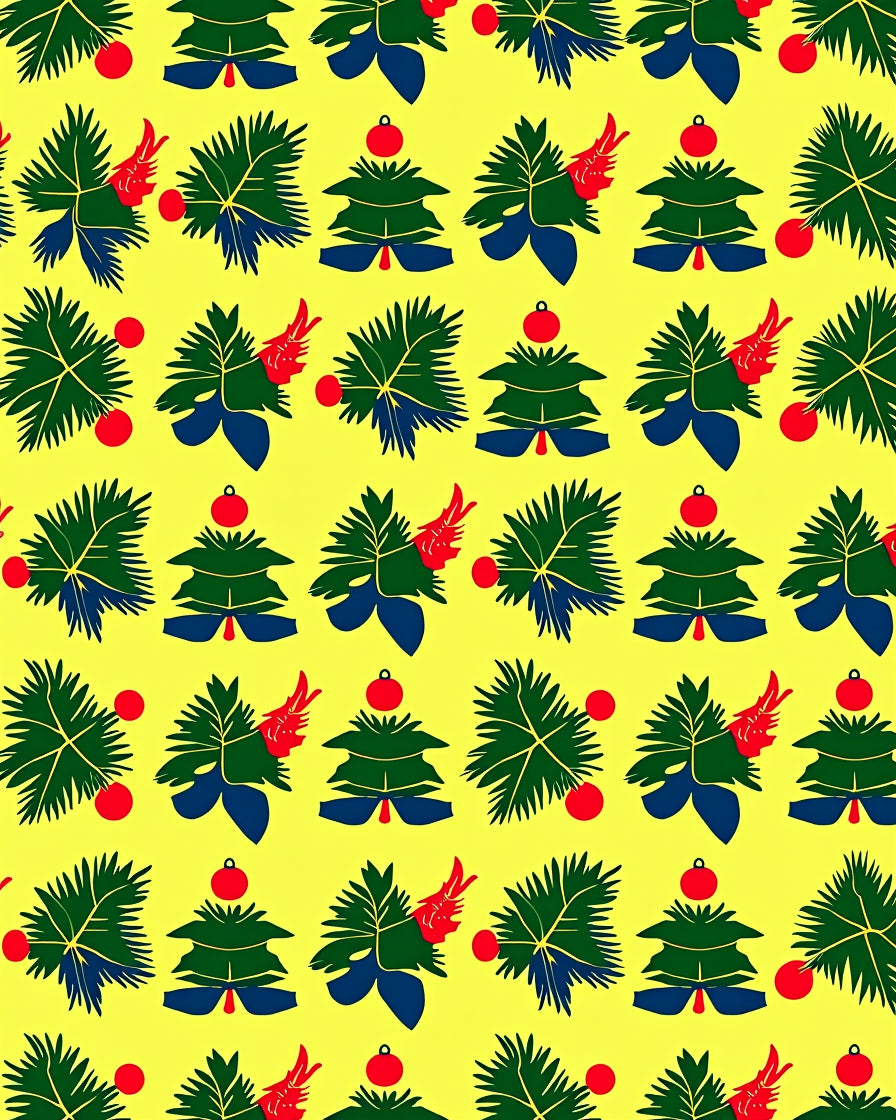 Festive Green Christmas Trees Red Accents Rug