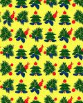 Festive Green Christmas Trees Red Accents Rug