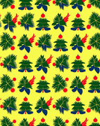 Festive Green Christmas Trees Red Accents Rug