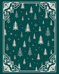 Deep Teal Winter Forest Border Rug