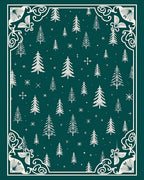 Deep Teal Winter Forest Border Rug
