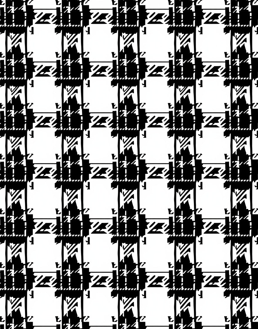 Bold Black White Houndstooth Grid Rug
