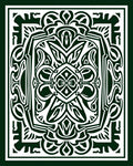 Dark Green Ornate Floral Crest Rug