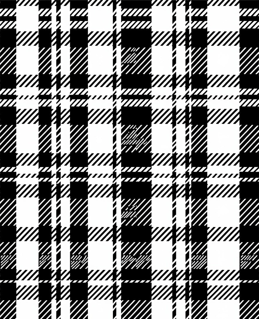 Classic Black White Plaid Check Rug