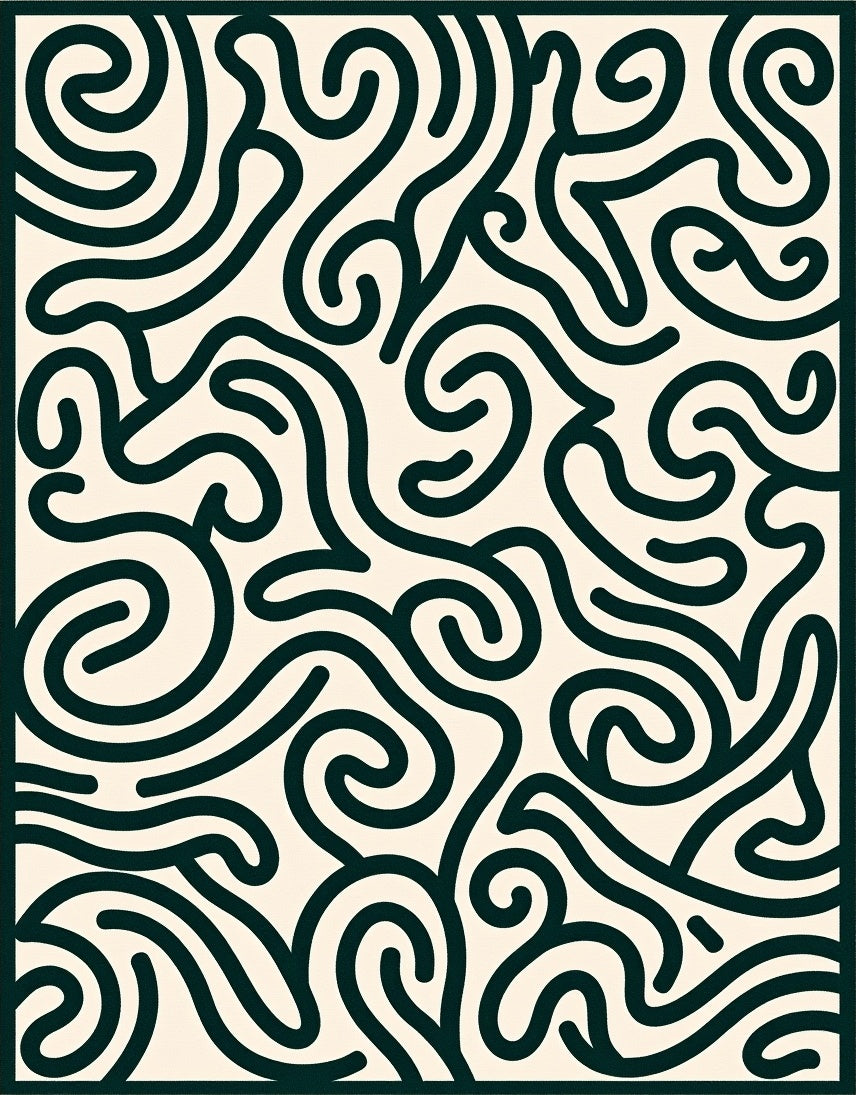 Minimalist Dark Abstract Swirl Rug