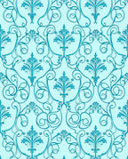 Aqua Teal Rococo Swirl Flora Rug
