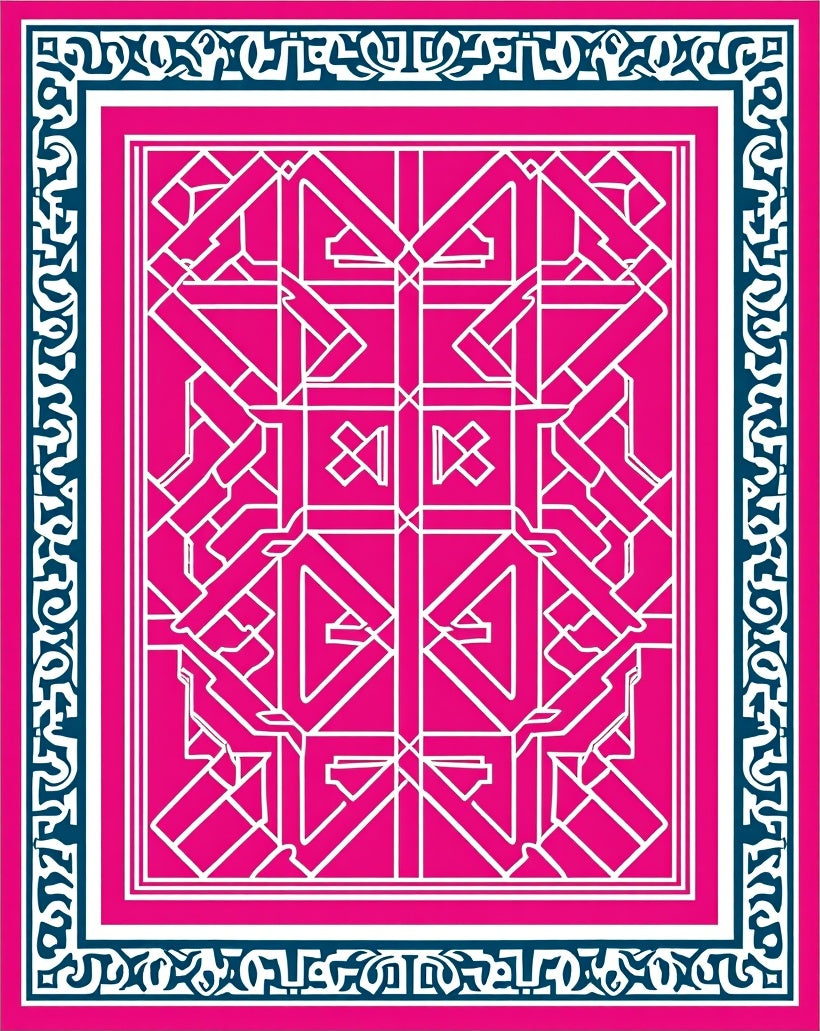 Hot Pink Geometric Interlocking Diamond Rug