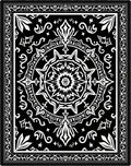 Black and White Geometric Star Medallion Rug