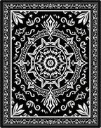 Black and White Geometric Star Medallion Rug