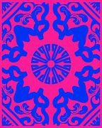 Vibrant Blue Swirl Medallion Rug