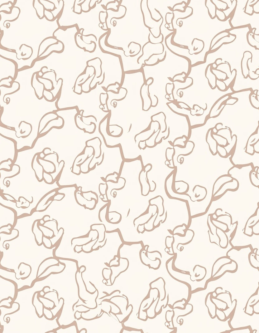 Beige Floral Sketch Vine Rug