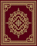 Crimson Gold Medallion Frame Accent Rug