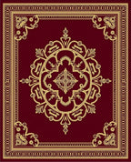 Crimson Gold Medallion Frame Accent Rug