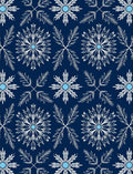 Navy Blue Snowflake Mandala Rug