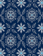 Navy Blue Snowflake Mandala Rug