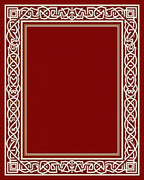 Crimson White Interlocking Knot Border Rug