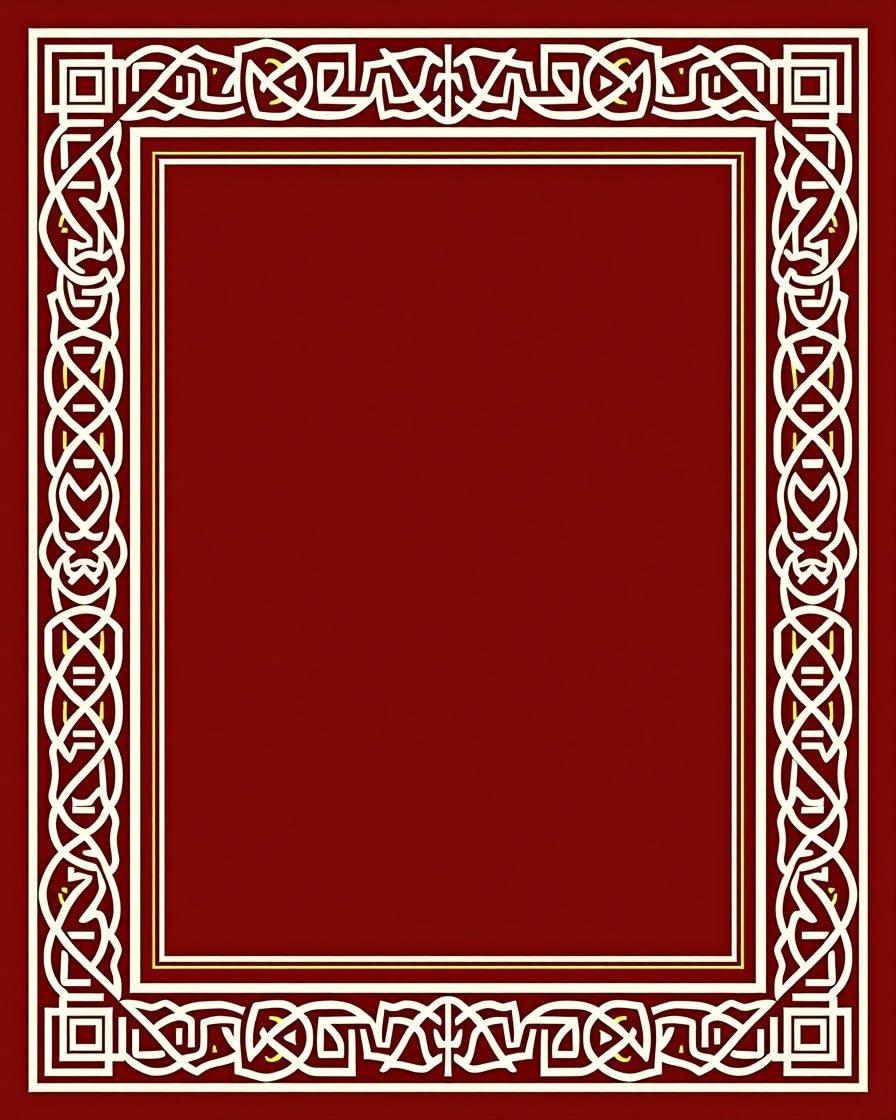 Crimson White Interlocking Knot Border Rug