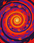 Vibrant Orange Purple Leaf Swirl Rug
