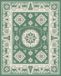 Vintage Sage Floral Medallion Border Rug
