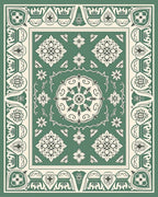 Vintage Sage Floral Medallion Border Rug