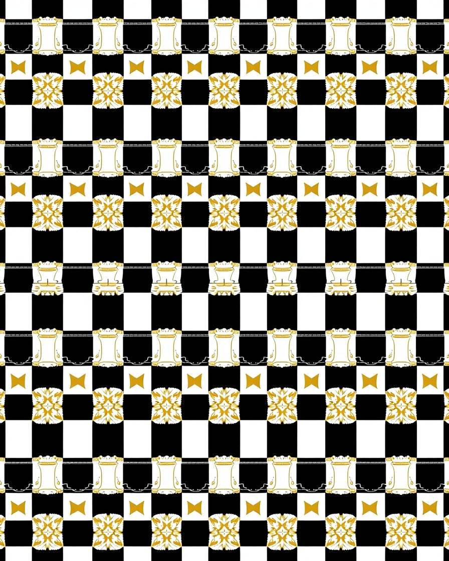 Victorian Black Gold Courtly Motif Rug
