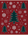 Festive Green Trees Snowflake Collection Rug