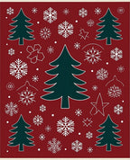 Festive Green Trees Snowflake Collection Rug