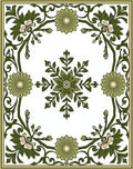 Green Floral Vine Border Rug