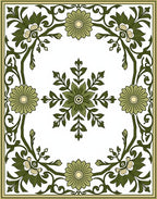 Green Floral Vine Border Rug