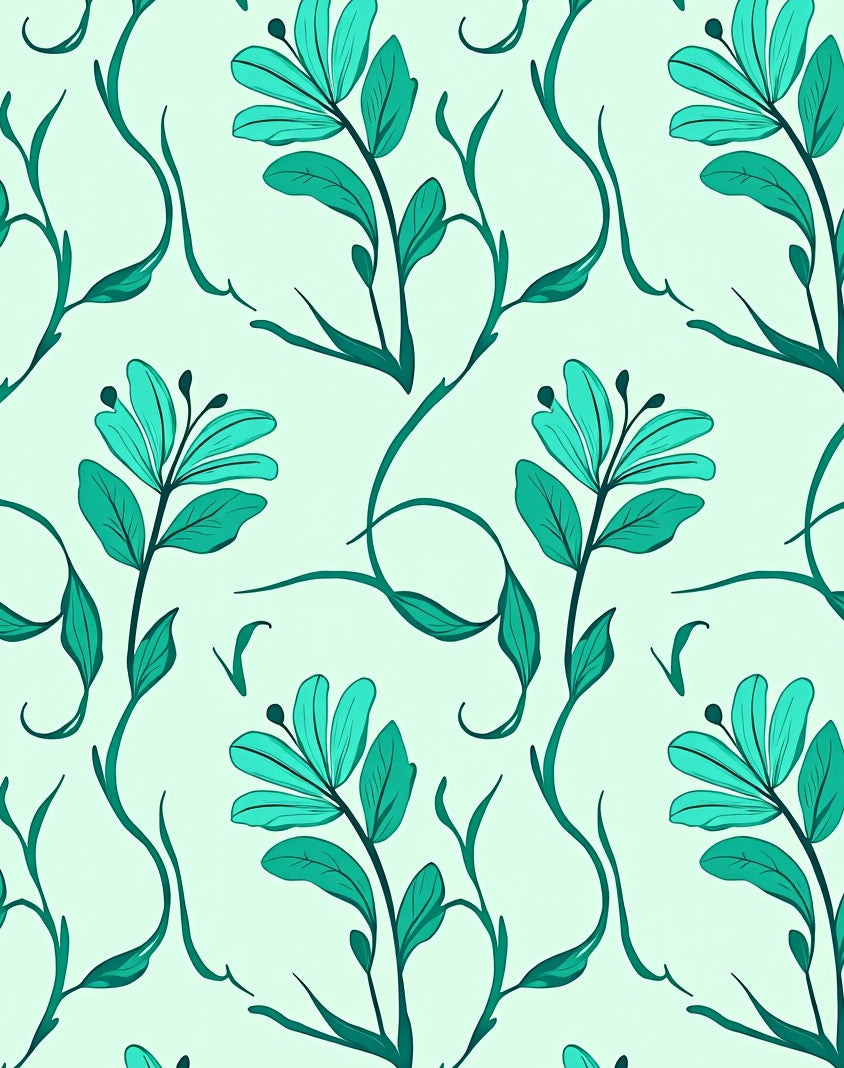 Teal Floral Vine Garden Rug