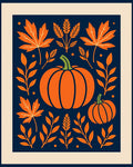 Orange Pumpkin Maple Leaf Harvest Assemblage Rug