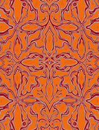 Orange Red Swirling Abstract Medallion Rug