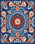 Bold Indigo Orange Medallion Kaleido Rug