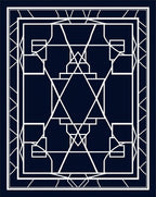 Deep Navy Geometric Architectural Overlay Rug