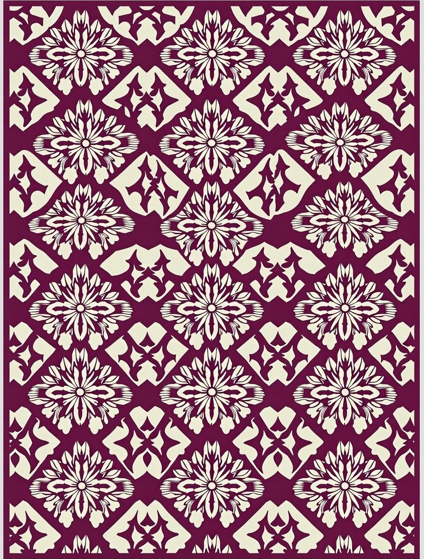 Dusky Rose Flower Diamond Medallions Rug