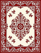 Deep Red Baroque Central Bloom Rug