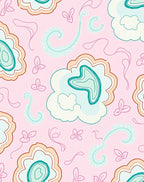 Pink Teal Floral Swirl Scatter Rug