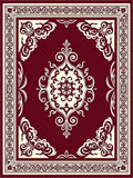 Burgundy Cream Scrollwork Medallion Rug