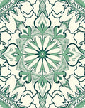 Green Floral Medallion Mandala Rug