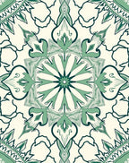 Green Floral Medallion Mandala Rug