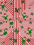 Christmas Elf Red White Stripe Holly Rug