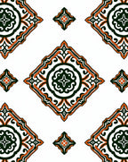Emerald Orange Filigree Diamond Medallion Rug