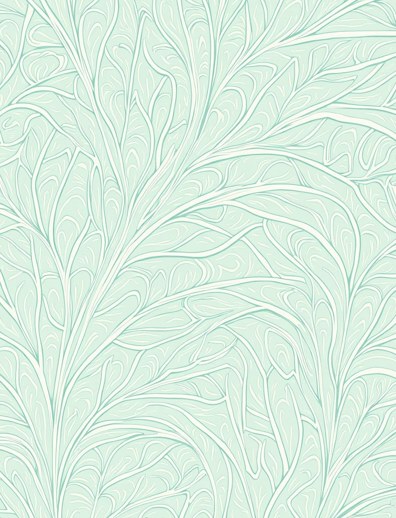 Pale Teal Art Nouveau Foliage Rug