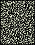 Black Cream Botanical Vine Repeating Rug