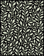 Black Cream Botanical Vine Repeating Rug