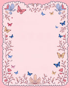 Delicate Butterfly Garden Floral Border Rug