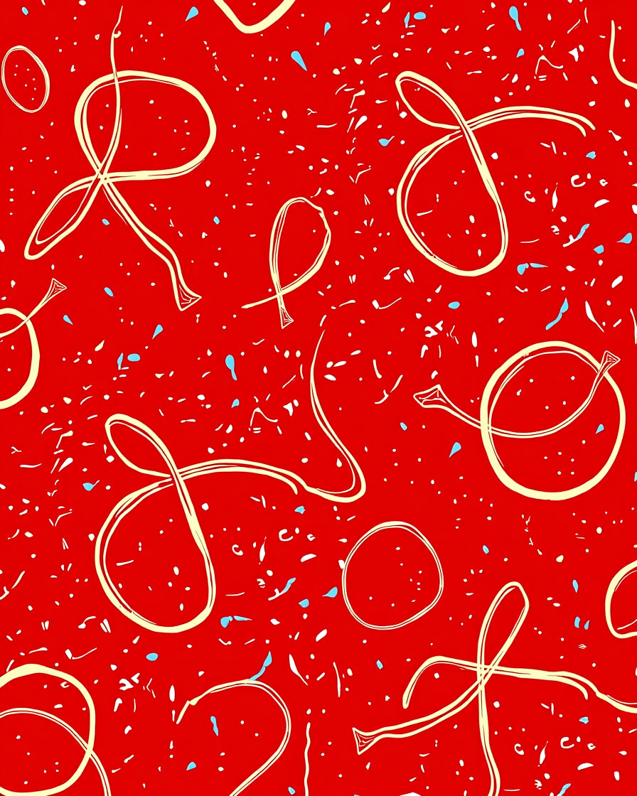 Scrawled Red Confetti Ribbon Rug