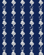 Classic Navy White Shell Flourish Stripe Rug