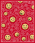 Cheerful Red Smiley Face Swirl Rug
