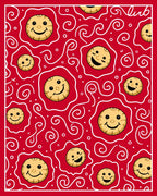 Cheerful Red Smiley Face Swirl Rug